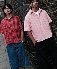 Mertra pink plaid button up