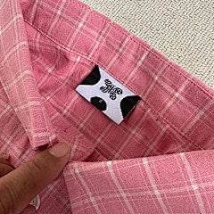 Mertra pink plaid button up